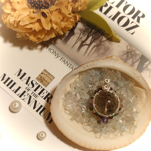 高品質 ガーデンルチルクォーツ（14～15mm） ワイヤーアート