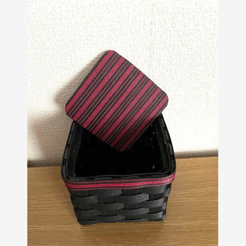 フタ付き四角い小物入れ ブラック フリーボックス・小物入れ