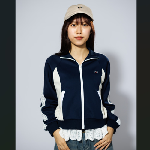 ジャージトップス（レコードワッペン、花刺繍レース、レディース