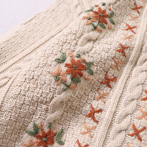 ８１６６【新品】レディース　カシミヤ100% 最高級　花柄刺繍ニットカーディガン 楽天市場】カシミヤ100％ インターシャフラワーデザイン カーディガン