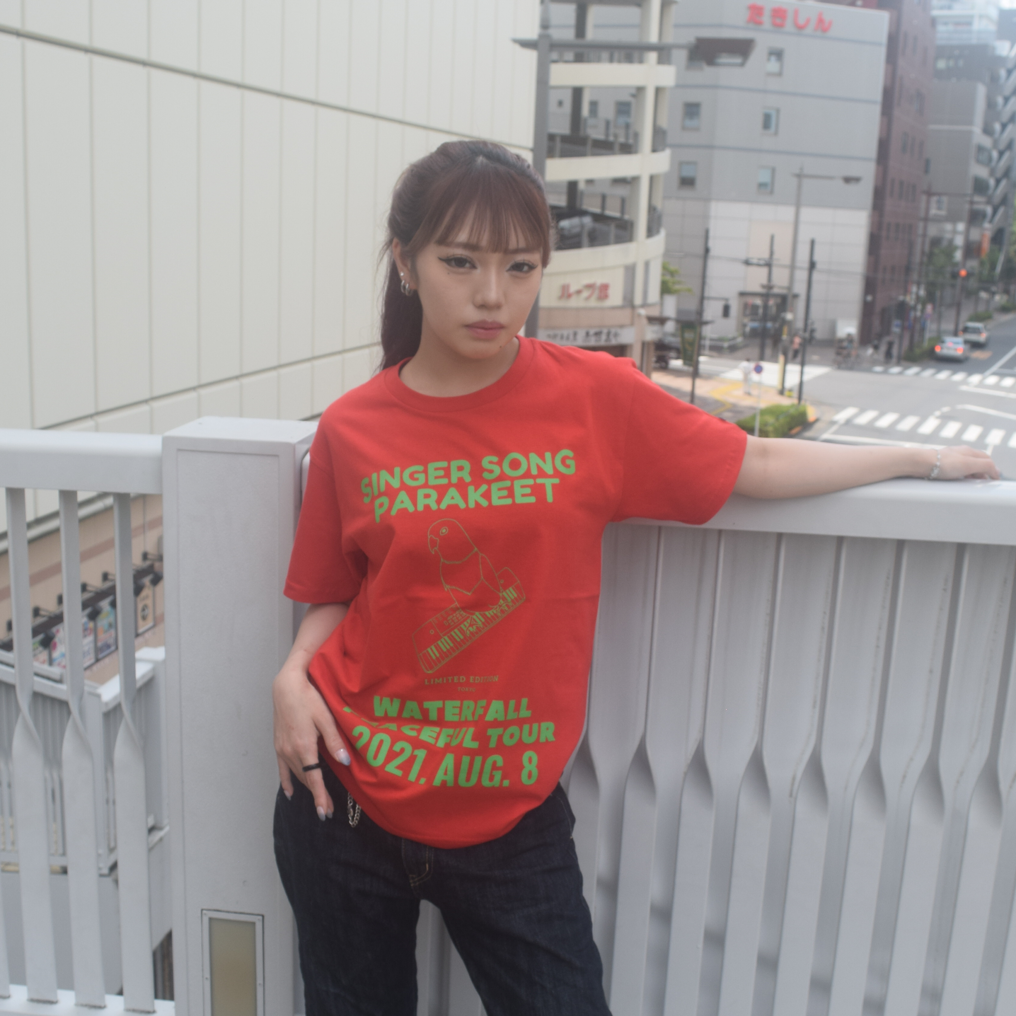 インコツアーTシャツ「インコピアノ/シンセサイザー」 レッド Lサイズ 24AW新色 WATERFALLオリジナル商品