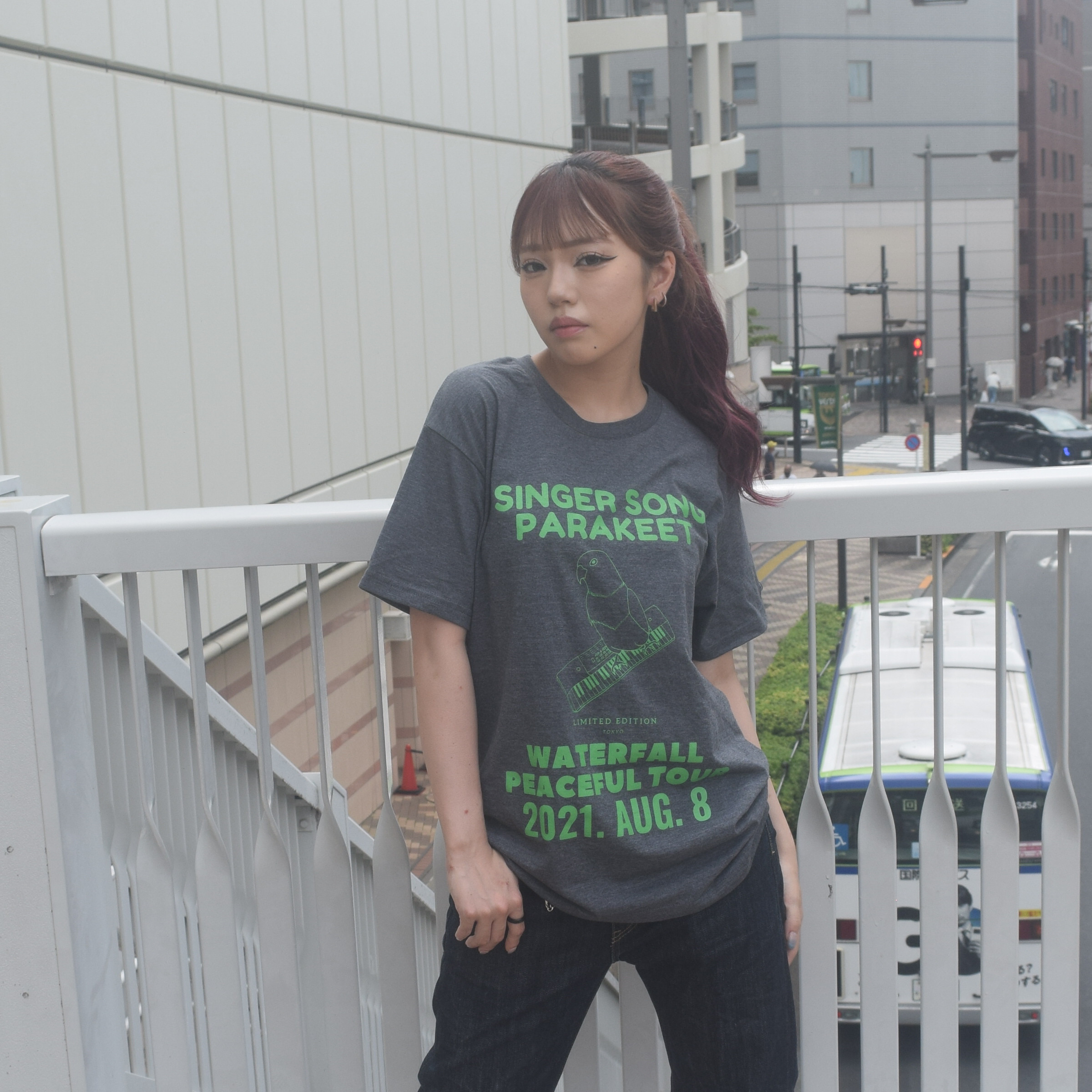 インコツアーTシャツ「インコピアノ/シンセサイザー」 へザーグレー Sサイズ 24AW新色 WATERFALLオリジナル