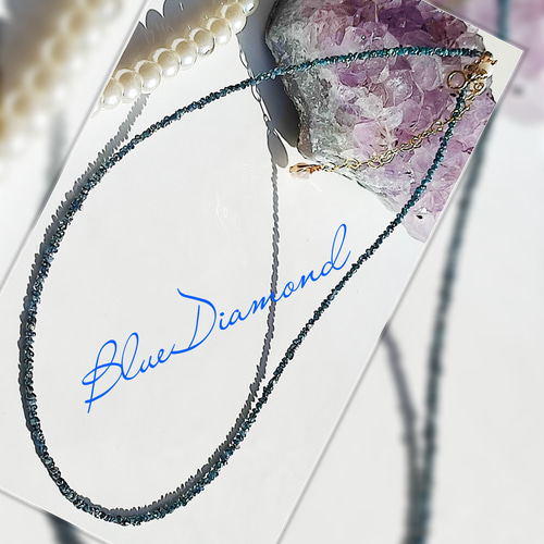 14Kgf 稀少色 グリーン ダイヤモンド 原石 ネックレス 男女兼用 誕生石