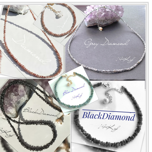 14Kgf 稀少色 グリーン ダイヤモンド 原石 ネックレス 男女兼用 誕生石