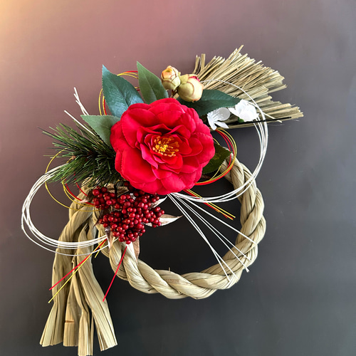 2025年新作早割り＊愛椿のお正月しめ縄しめ飾り＊無料ラッピングあり