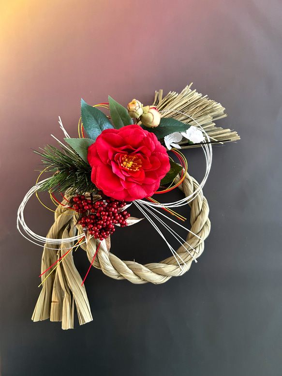 2025年新作早割り＊愛椿のお正月しめ縄しめ飾り＊無料ラッピングあり