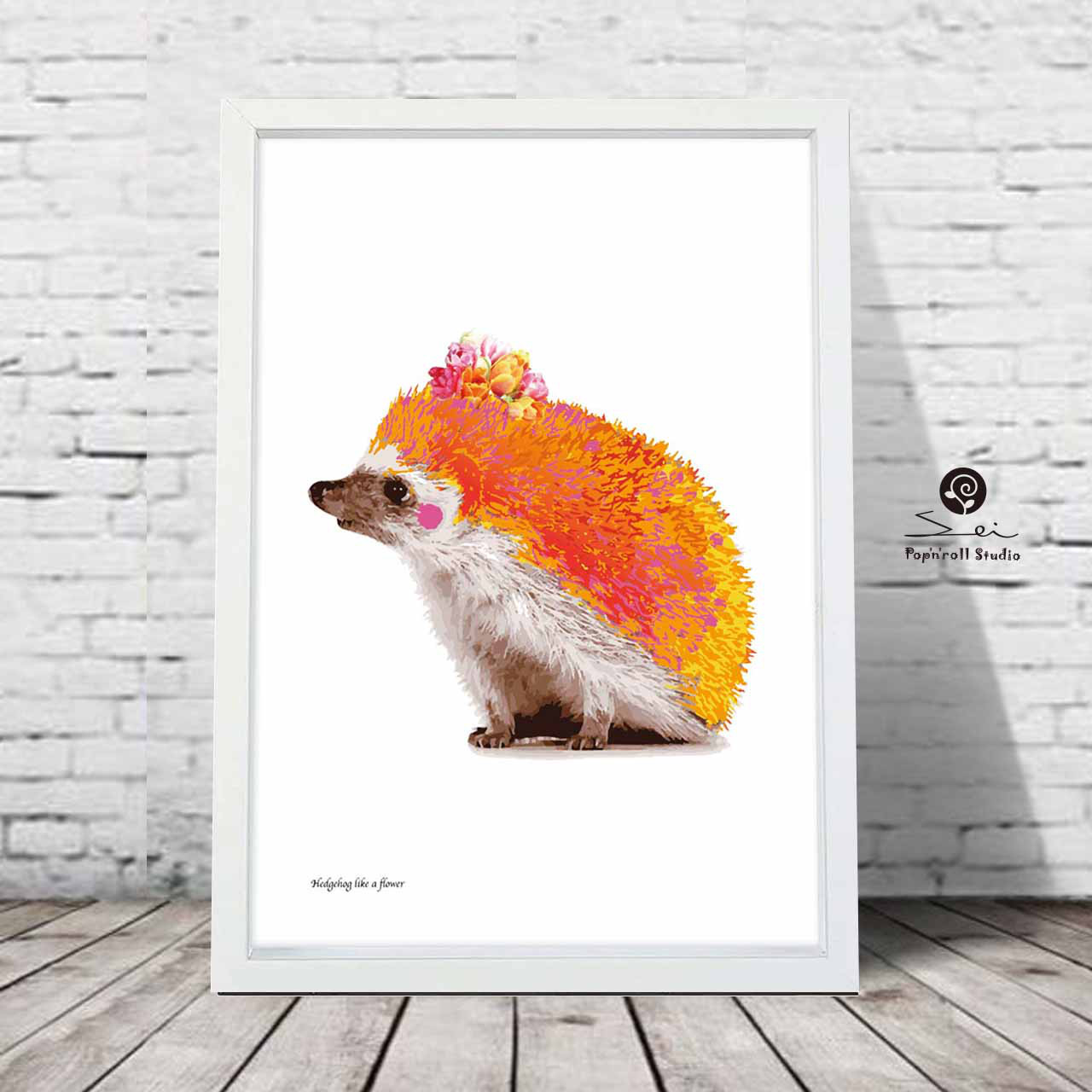 花のようなハリネズミ   お気に入り7800突破　イラスト　ポスター　A4 〜A0　アート  　アートポスター　622