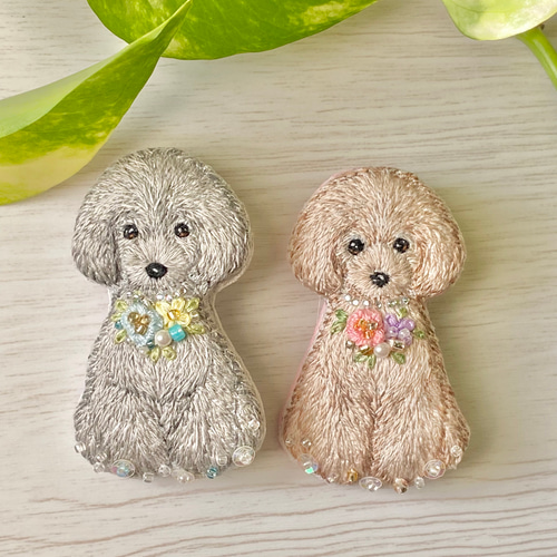 たら福福まねき犬 レモン 枝豆 ビーズ刺繍ブローチ ハンドメイド 犬のビーズ刺繍ブローチ ブローチ kururu98 通販 16677537