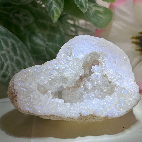 七色の夢໒꒱✨ ホワイト オーラ 水晶 ラフストーン 原石