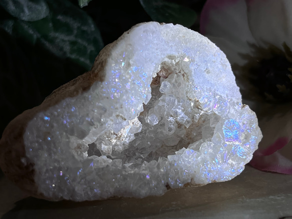 七色の夢໒꒱✨ ホワイト オーラ 水晶 ラフストーン 原石
