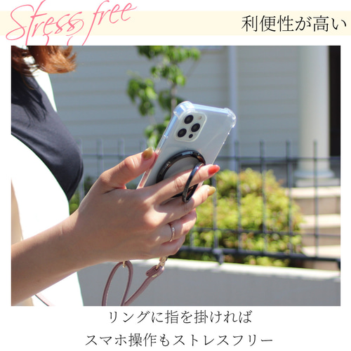 iphone ケース 本革 パールストラップ リング付き マグセーフ 新発売】MagSafe充電対応＆パールモチーフのハンドストラップ