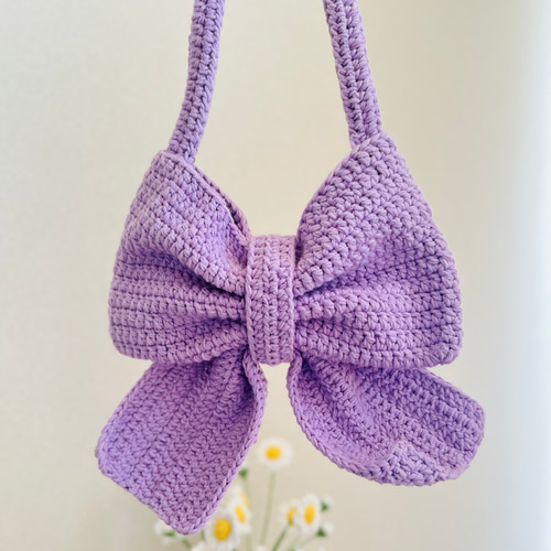 オーダーページ_手編みバッグ 編み物 リボンバッグ かぎ針編みバッグ  