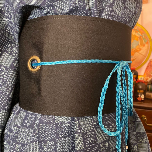 リメイク 着物ロングワンピース 化繊 洗える 帯サッシュベルト付き  