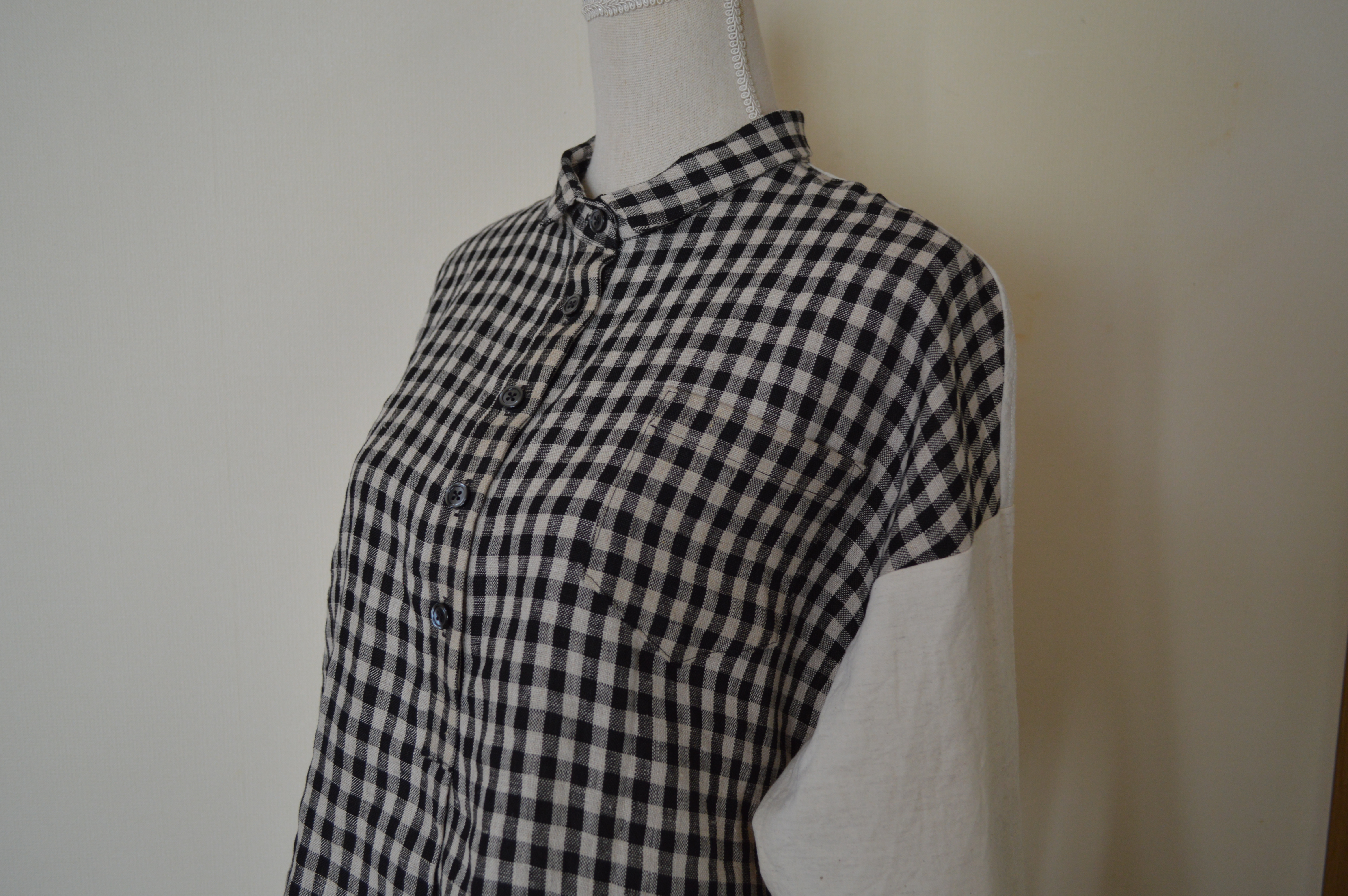 秋にも！「バイカラー＊小襟シャツ」