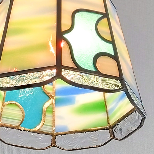 アンティークステンドグラスペンダントランプ青い鳥