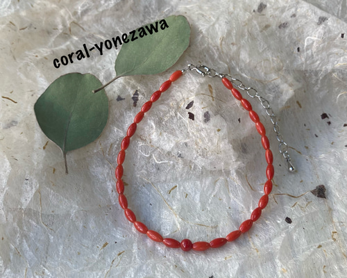 赤珊瑚ブレスレット〜トップに丸玉〜 ブレスレット Mindchiechie 通販