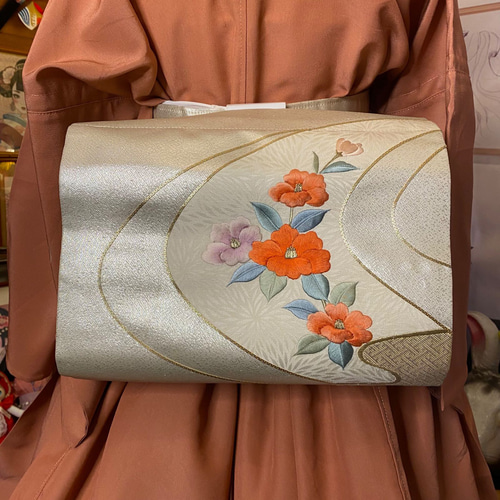 リメイク 単衣着物 ミニワンピース 2部式作り帯付き 和洋折衷 洗える  