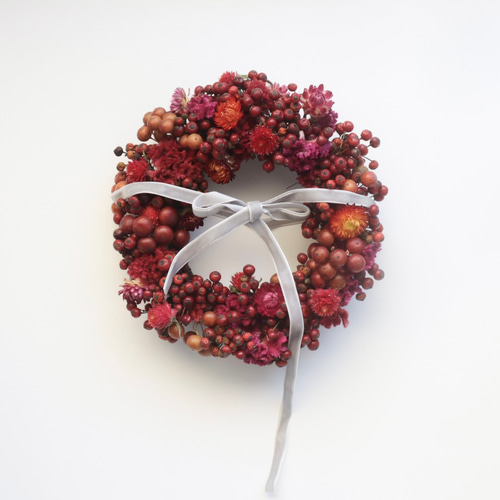 送料無料】Creema限定 赤い実のクリスマスリース ドライフラワー 秋