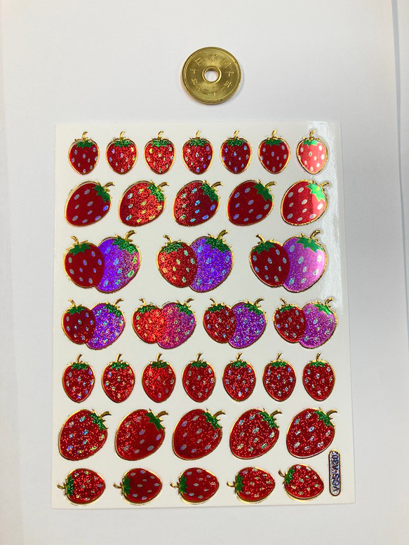 キラキラシール/フルーツ 苺 イチゴ いちご ストロベリー 昭和風