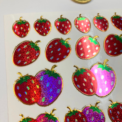 キラキラシール/フルーツ 苺 イチゴ いちご ストロベリー 昭和風