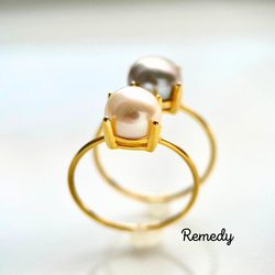 【福袋☆彡】ペルラ・ビアンカ×グリージャ　淡水真珠の一粒リングセット silver (6月誕生石) 6枚目の画像