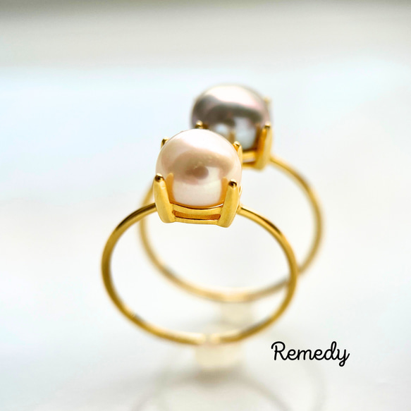 【福袋☆彡】ペルラ・ビアンカ×グリージャ　淡水真珠の一粒リングセット silver (6月誕生石) 6枚目の画像
