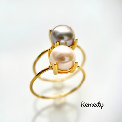 【福袋☆彡】ペルラ・ビアンカ×グリージャ　淡水真珠の一粒リングセット silver (6月誕生石) 4枚目の画像