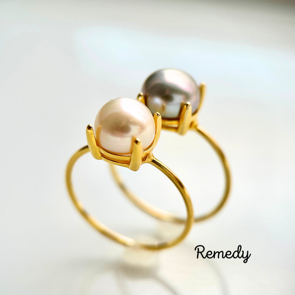 【福袋☆彡】ペルラ・ビアンカ×グリージャ　淡水真珠の一粒リングセット silver (6月誕生石) 7枚目の画像