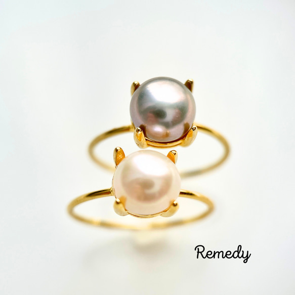【福袋☆彡】ペルラ・ビアンカ×グリージャ　淡水真珠の一粒リングセット silver (6月誕生石) 2枚目の画像