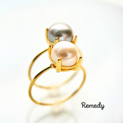 【福袋☆彡】ペルラ・ビアンカ×グリージャ　淡水真珠の一粒リングセット silver (6月誕生石) 5枚目の画像