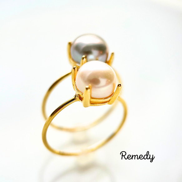【福袋☆彡】ペルラ・ビアンカ×グリージャ　淡水真珠の一粒リングセット silver (6月誕生石) 5枚目の画像