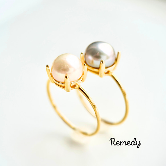 【福袋☆彡】ペルラ・ビアンカ×グリージャ　淡水真珠の一粒リングセット silver (6月誕生石) 8枚目の画像