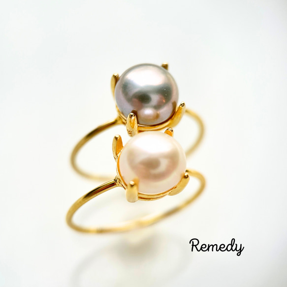【福袋☆彡】ペルラ・ビアンカ×グリージャ　淡水真珠の一粒リングセット silver (6月誕生石) 3枚目の画像