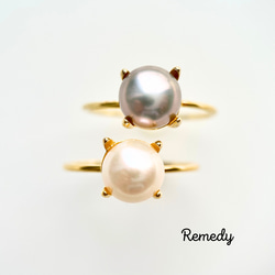 【福袋☆彡】ペルラ・ビアンカ×グリージャ　淡水真珠の一粒リングセット silver (6月誕生石) 1枚目の画像