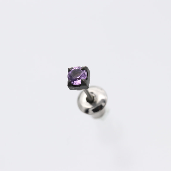 色金ピアス 赤銅 アメジスト3mm 1枚目の画像