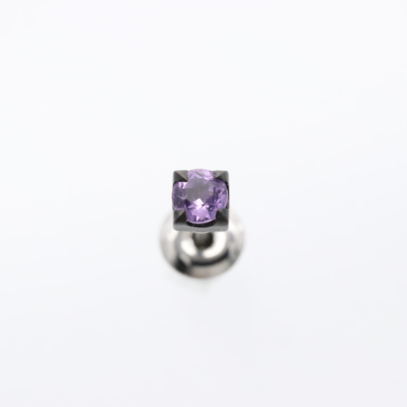 色金ピアス 赤銅 アメジスト3mm 2枚目の画像