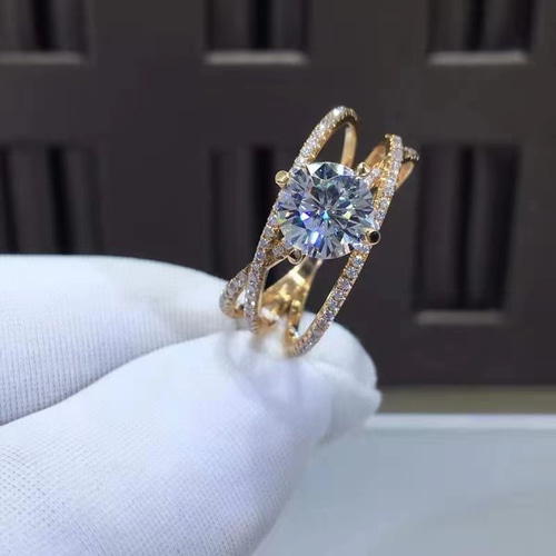 1カラット 】輝くモアサナイト ダイヤモンド リング K18PG まるく