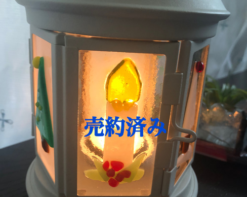 一押し！六面クリスマス ガラスフュージング ランタン LEDキャンドル