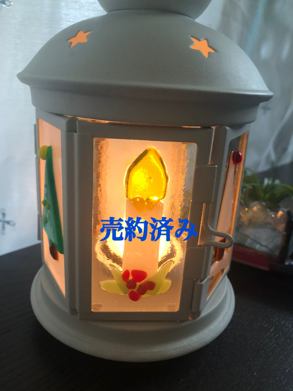 一押し！六面クリスマス ガラスフュージング ランタン LEDキャンドル