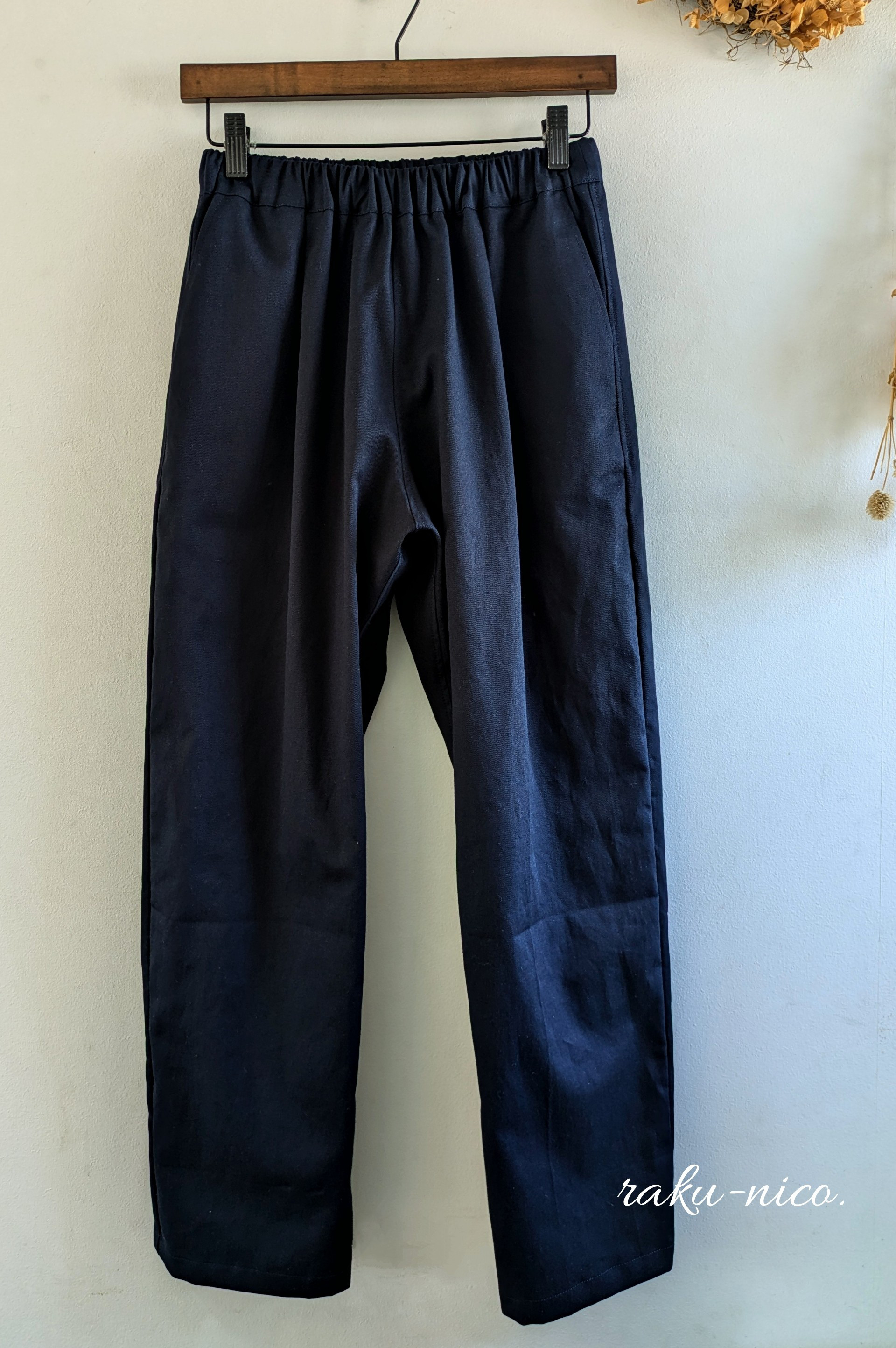 【再販♪】☆受注制作☆おじパンツ＊コットン100%＊ダークネイビー/濃紺/コットンツイル/チノパンツ