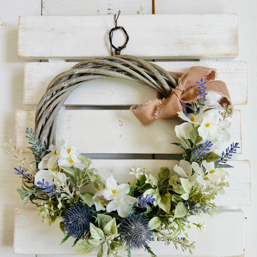 ハーフリース◇ラベンダー◇ナチュラルリース ラベンダーのハーフリース ナチュラルインテリア 玄関リース 新居