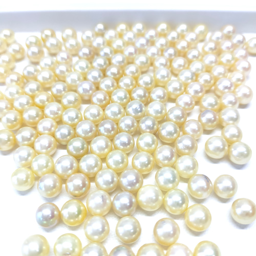 あこや真珠 無穴 7.0mm 華やかなイエロー&ゴールド ラウンド 素材