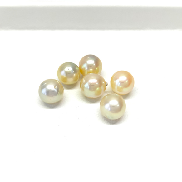 あこや真珠 無穴 8.0mm 色つき ラウンド 素材 ネックレス ハンドメイド