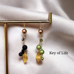 Key of Life▶秋冬ブラックベリー 透かしリーフ 大ぶりピアス/イヤリング(金属アレルギー対応)14kgf 13枚目の画像