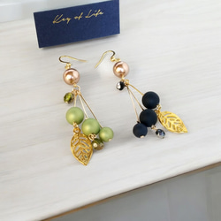 Key of Life▶秋冬ブラックベリー 透かしリーフ 大ぶりピアス/イヤリング(金属アレルギー対応)14kgf 14枚目の画像