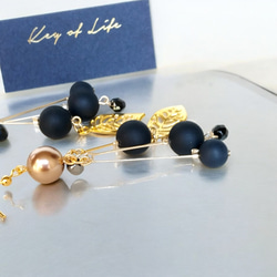 Key of Life▶秋冬ブラックベリー 透かしリーフ 大ぶりピアス/イヤリング(金属アレルギー対応)14kgf 8枚目の画像