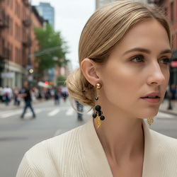 Key of Life▶秋冬ブラックベリー 透かしリーフ 大ぶりピアス/イヤリング(金属アレルギー対応)14kgf 12枚目の画像