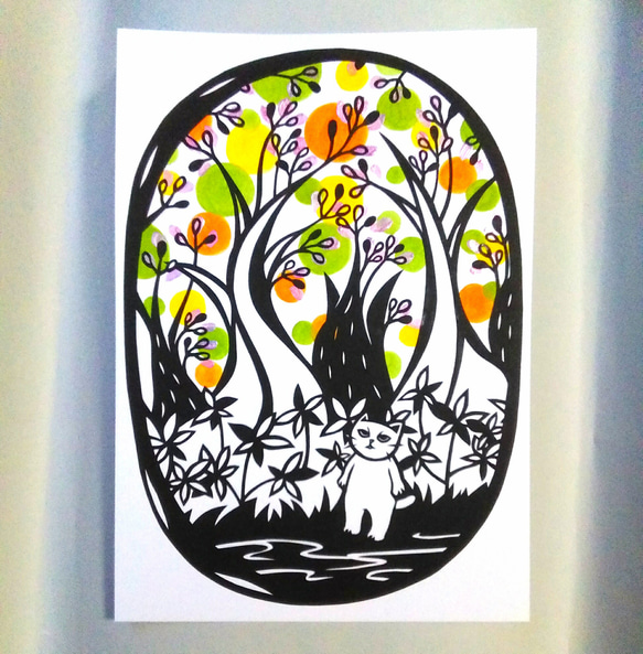 定番のお歳暮 切り絵 forest16 A5サイズ 切り絵】原画 hkr 18371478 通販 絵画
