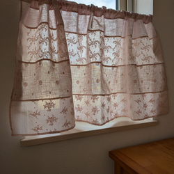 アンティークリネンラミー パッチワークペイント カーテン 大きめ