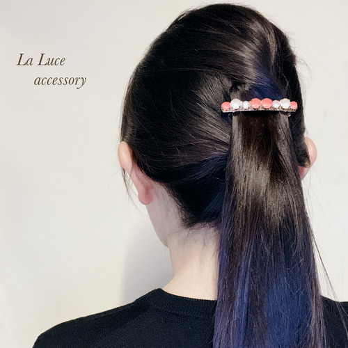 キラキラ輝く上品な大人ビジューバレッタ✨️ 6cm ブラック ヘア